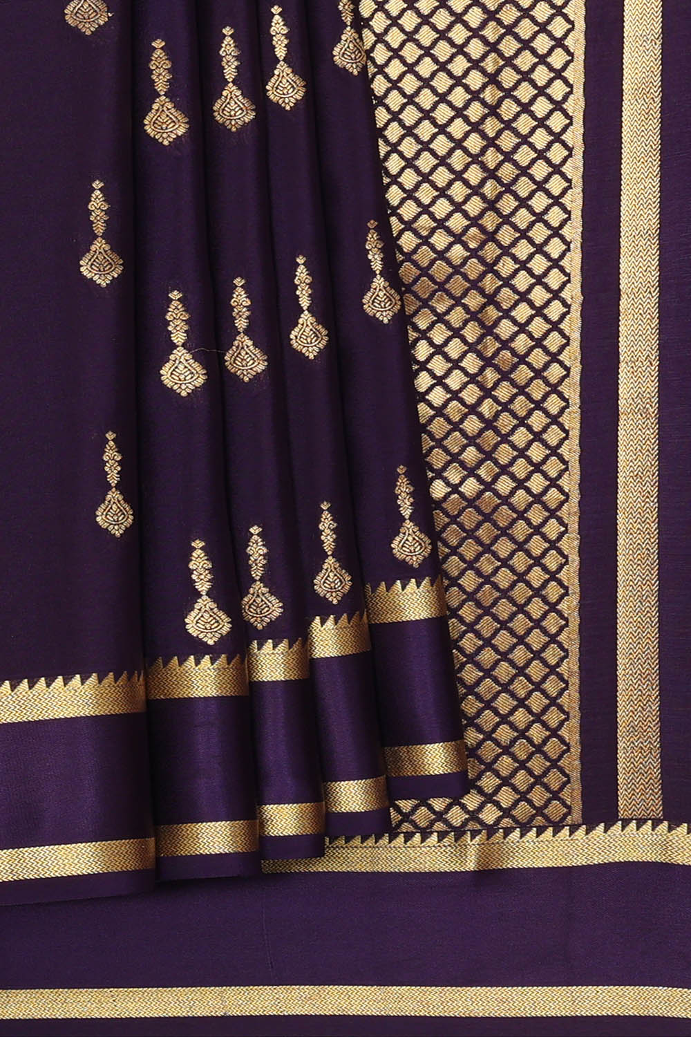 Image of Purple Crepe Silk Saree