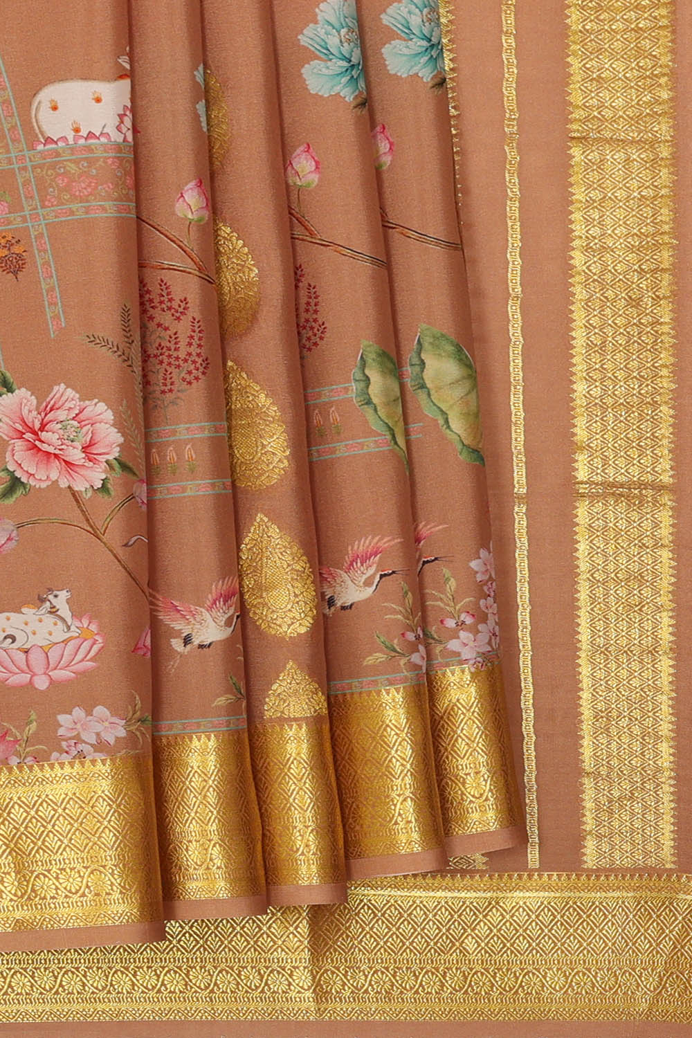 Image of Caramel Brown Pure Silk Saree