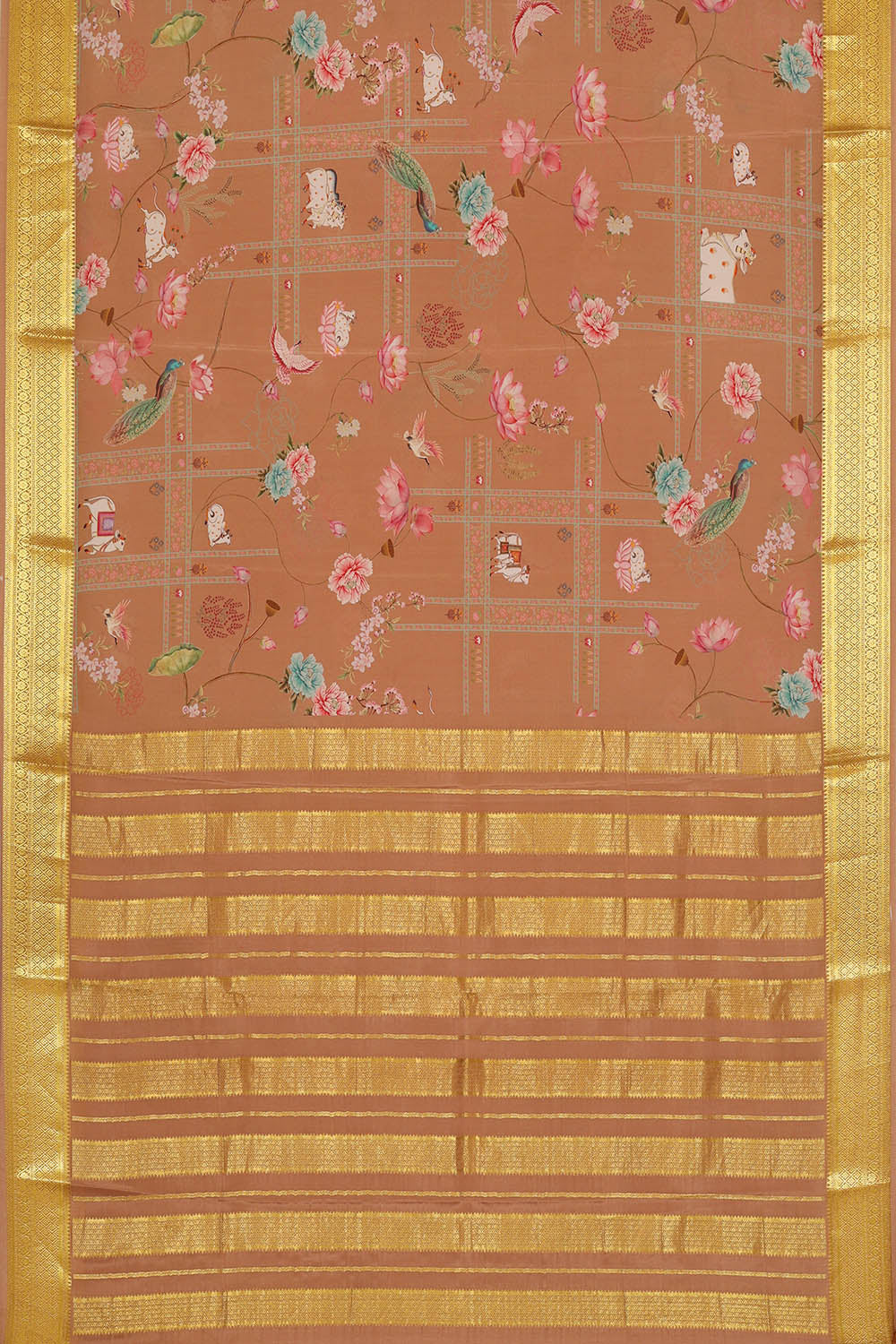 Image of Caramel Brown Pure Silk Saree