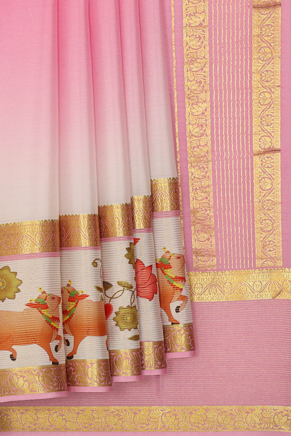 Image of Lavender-Pink Pure Silk Saree