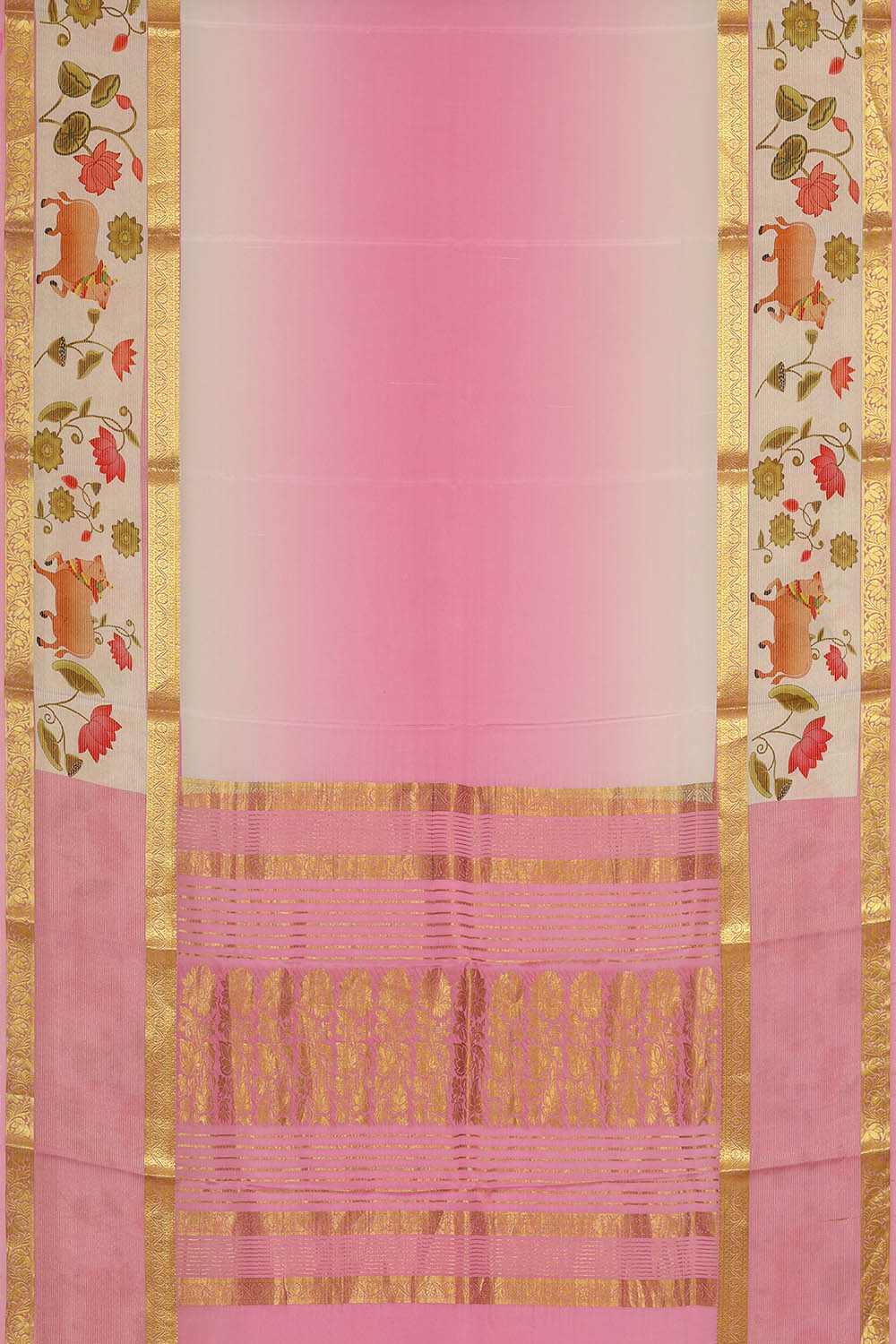 Image of Lavender-Pink Pure Silk Saree