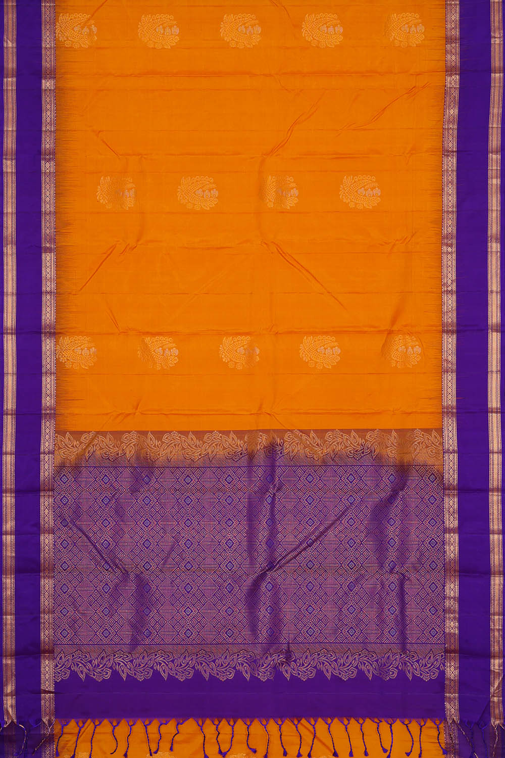 Image of Kanchipattu Silk Mustard Yellow Saree