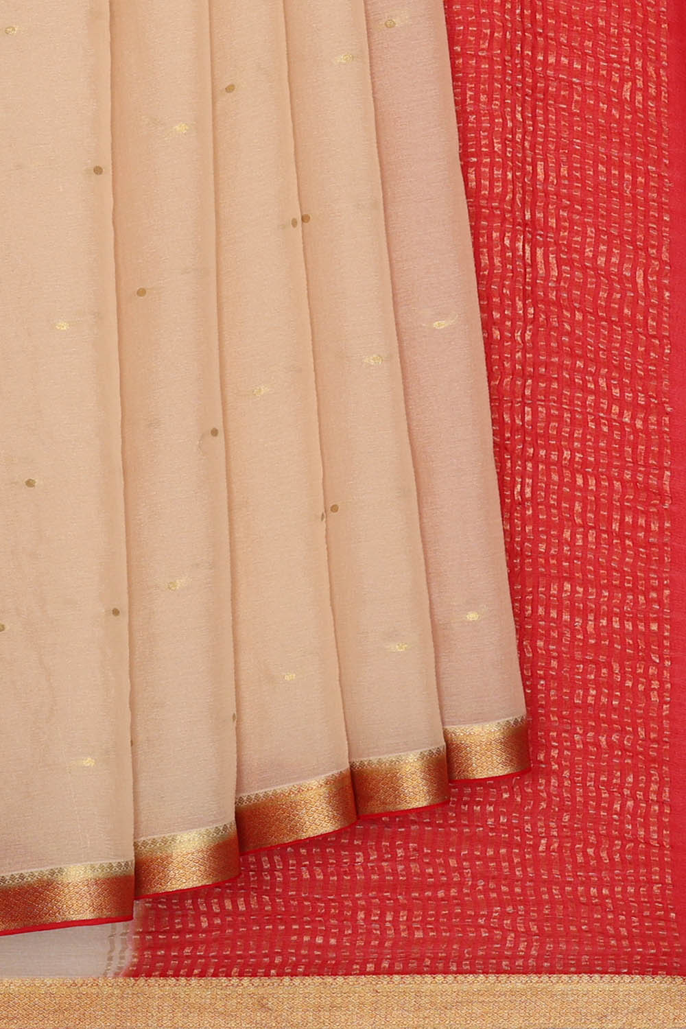 Image of Off-White Crepe Saree