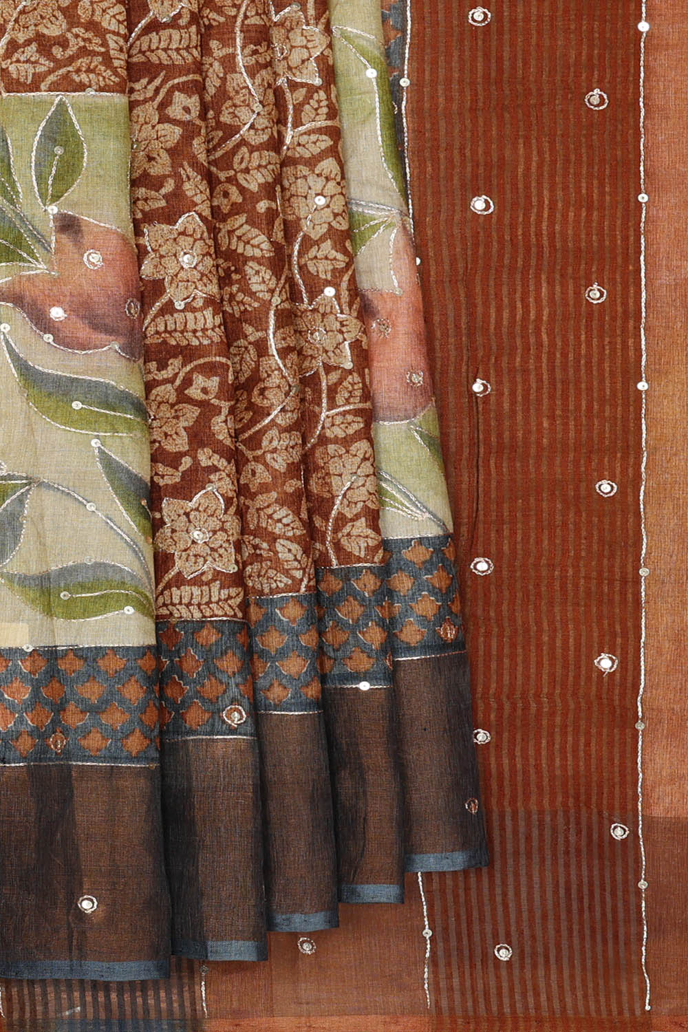 Image of Tussar Silk Light Brown Saree