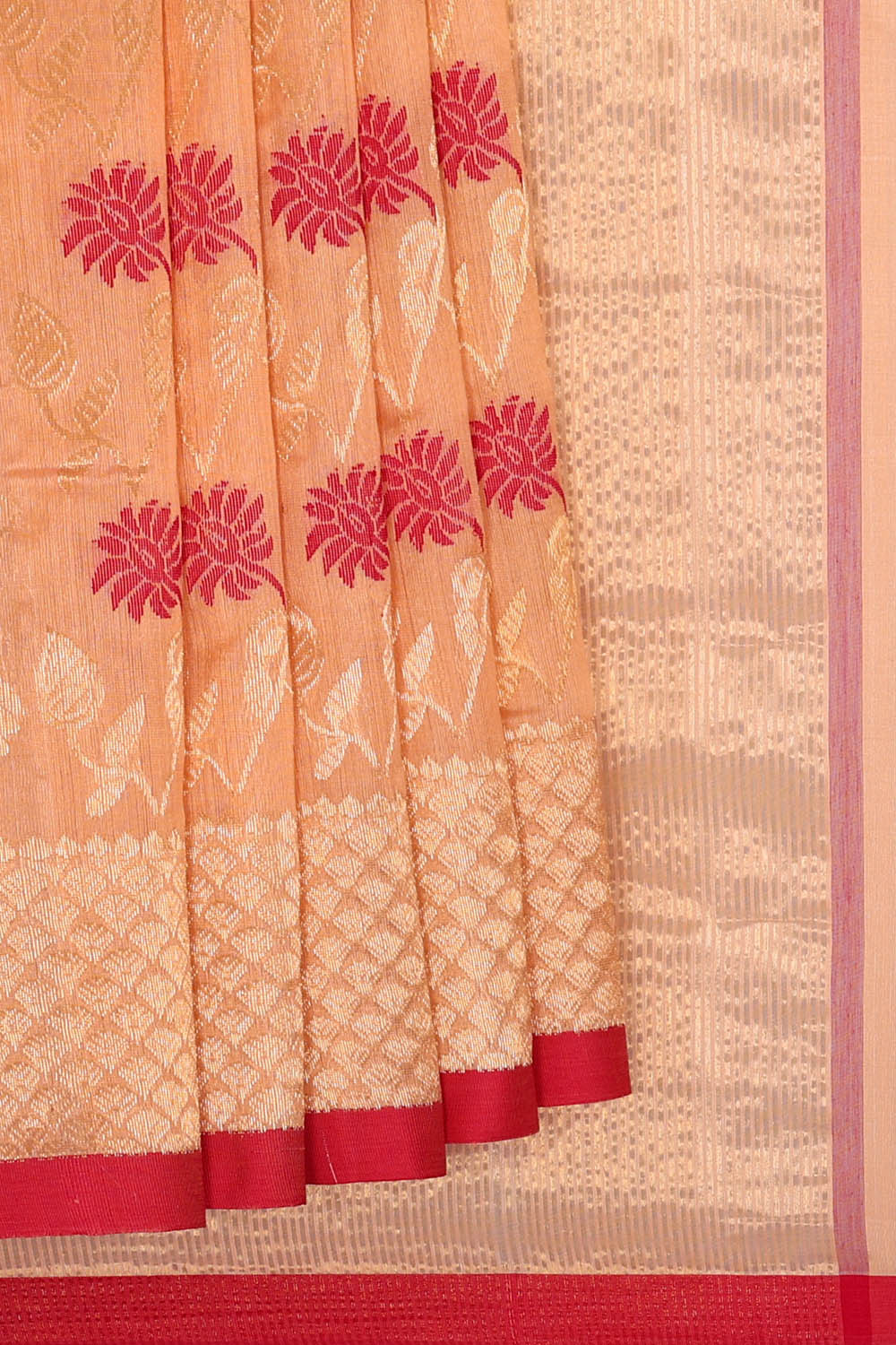 Image of Peach Chanderi Silk Saree