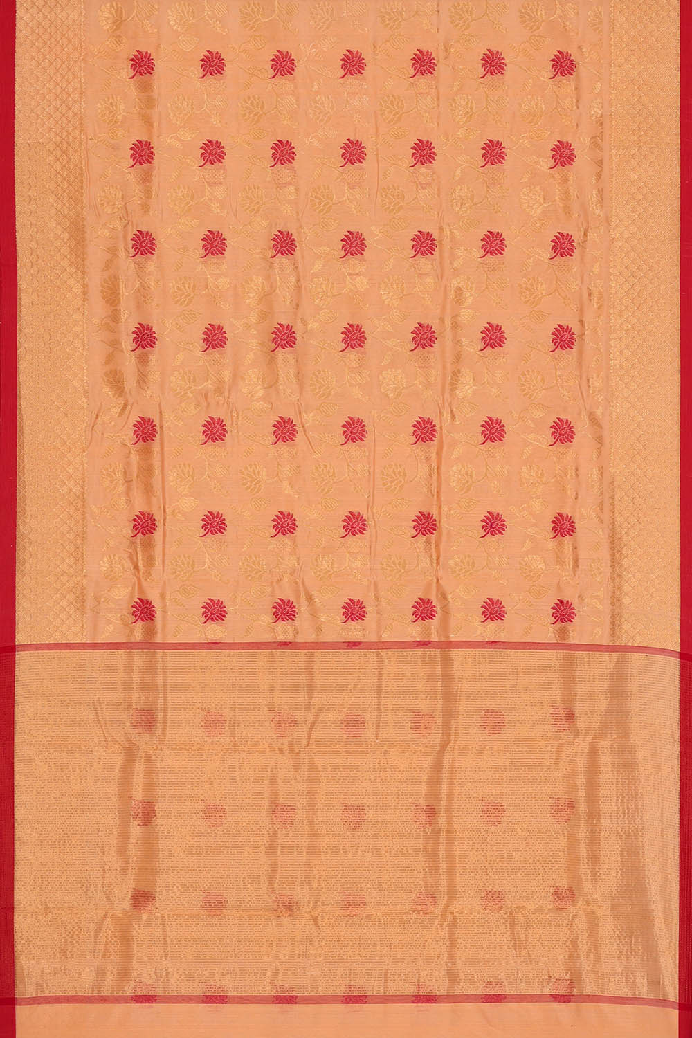 Image of Peach Chanderi Silk Saree
