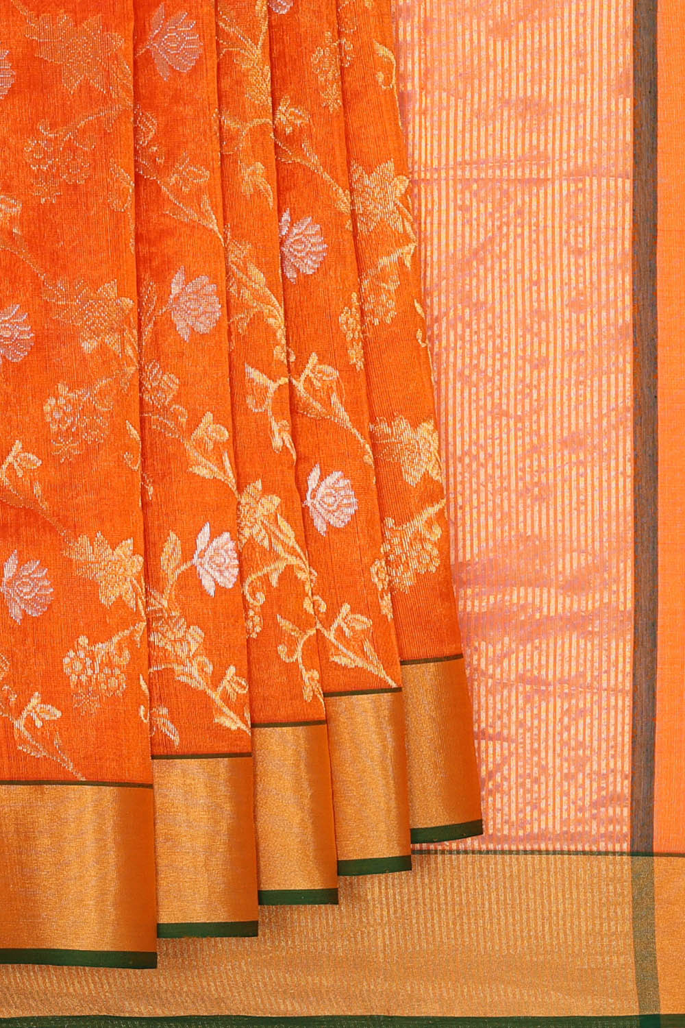 Image of Orange Chanderi Silk Cotton Saree