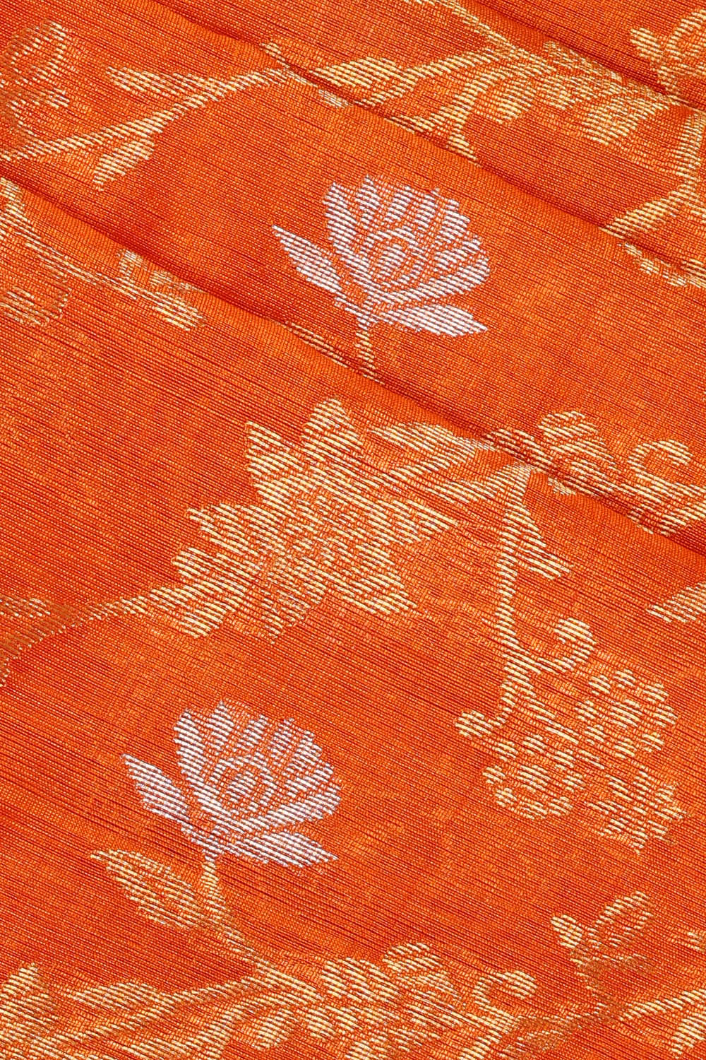 Image of Orange Chanderi Silk Cotton Saree
