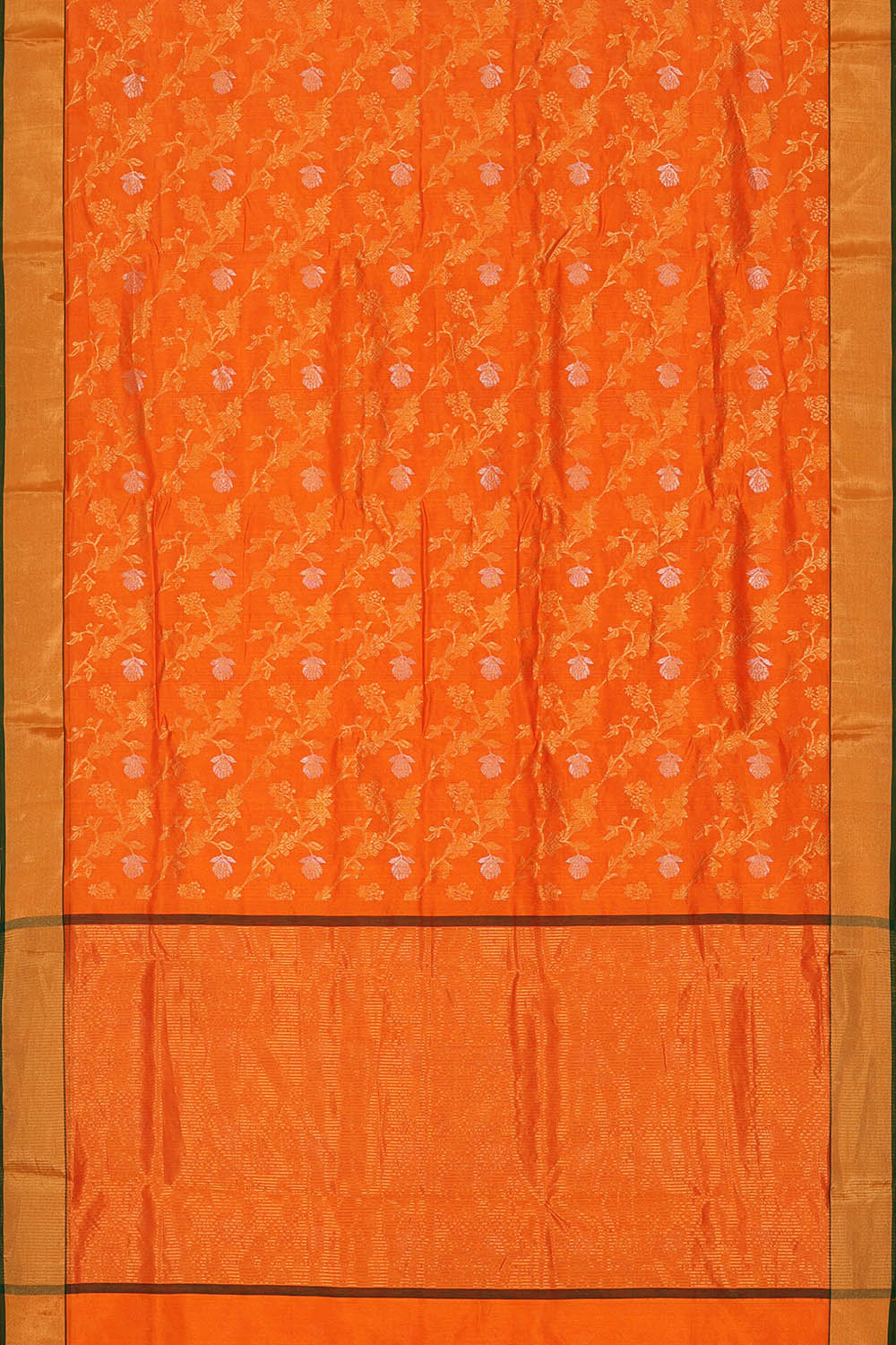 Image of Orange Chanderi Silk Cotton Saree