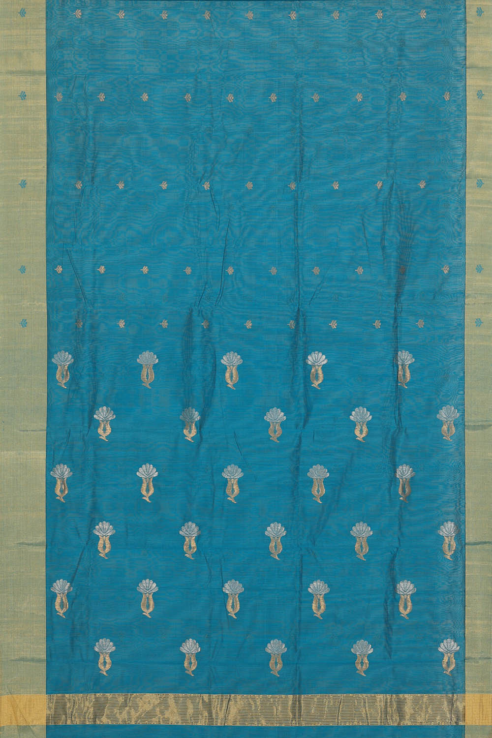 Image of Chanderi Cotton Silk Blue Saree