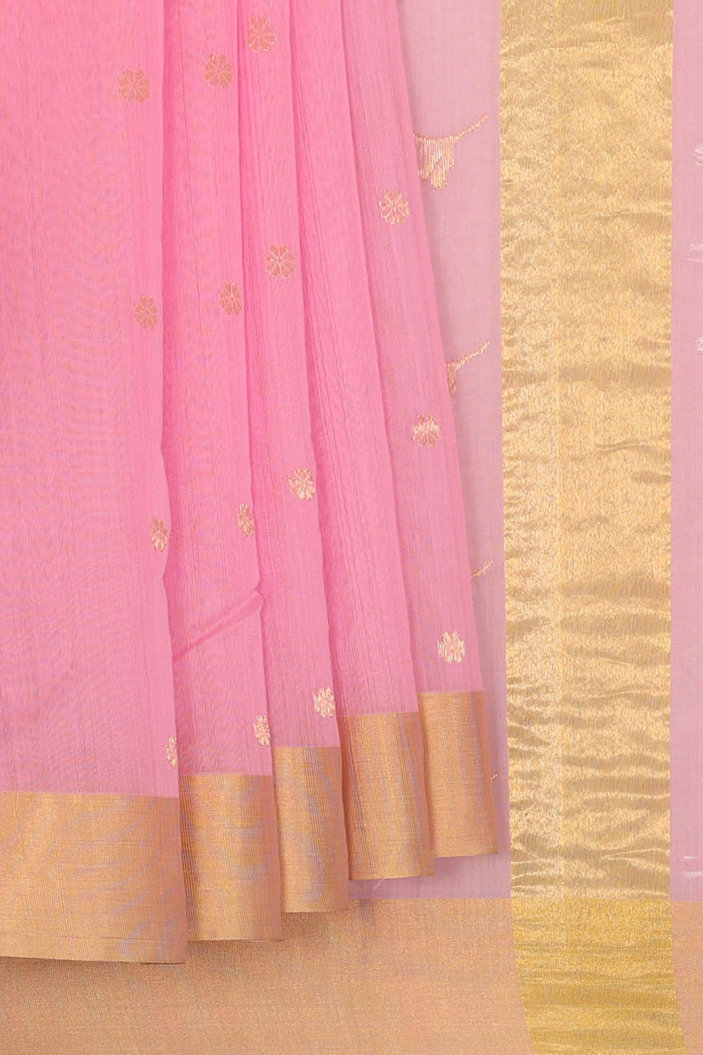 Image of Chanderi Cotton Silk Light Pink Saree