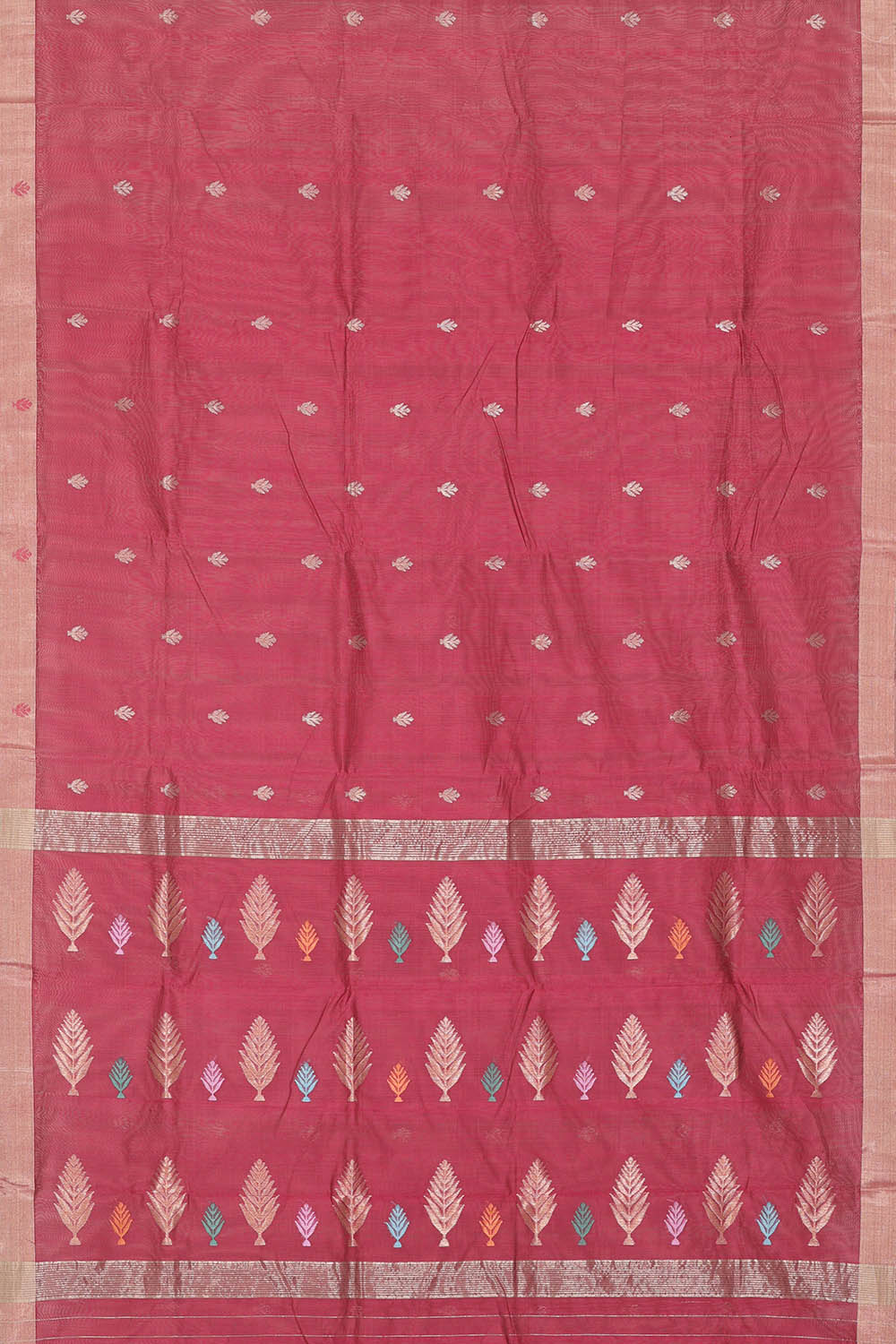 Image of Chanderi Cotton Silk Dark Pink Saree