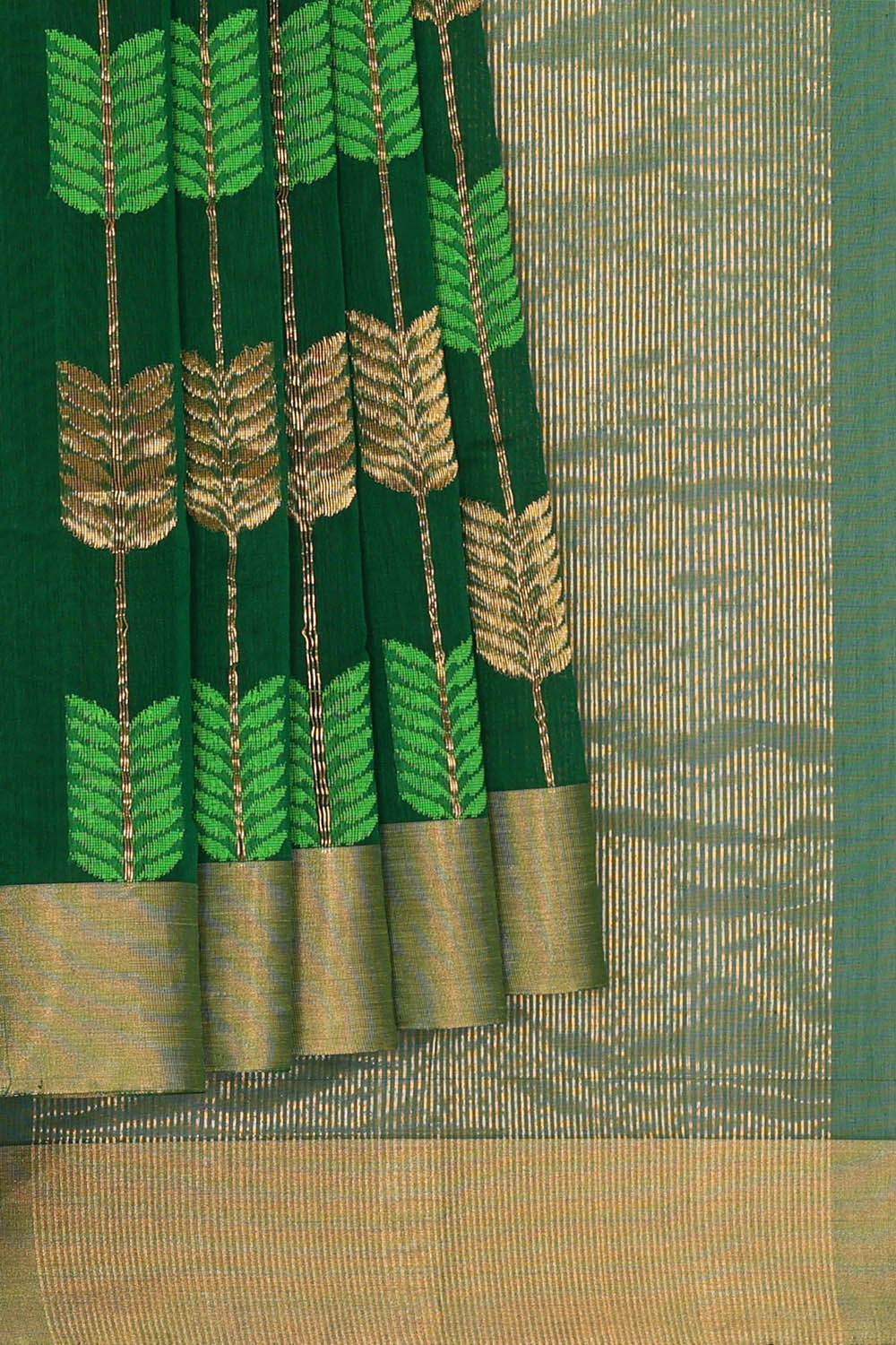 Image of Chanderi Cotton Silk Green Saree