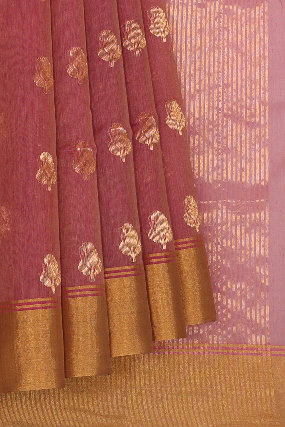 Image of Chanderi Cotton Silk Muted Pink Saree