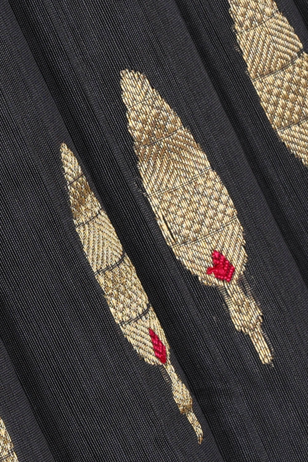 Image of Chanderi Cotton Silk Dark Grey Saree
