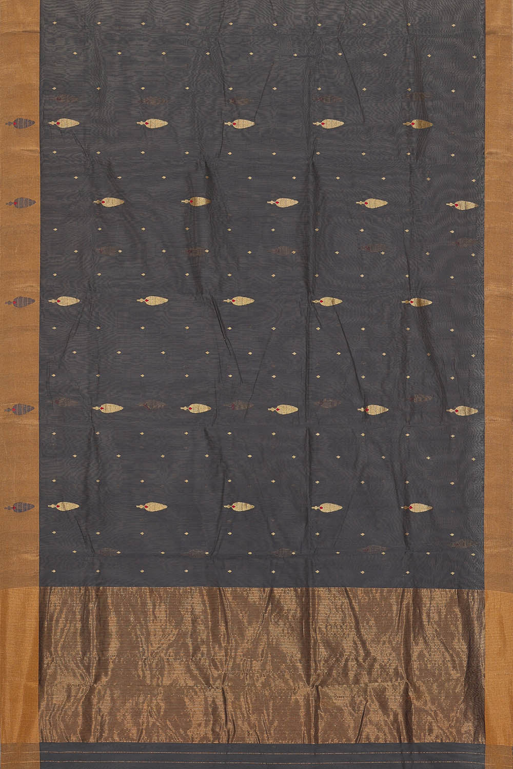 Image of Chanderi Cotton Silk Dark Grey Saree