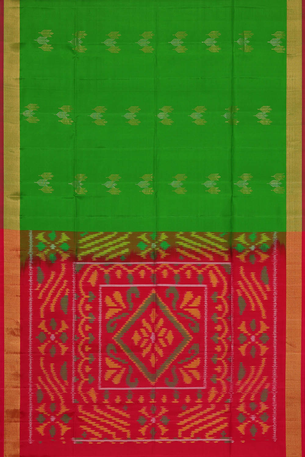 Image of South Silk Bright Green Saree