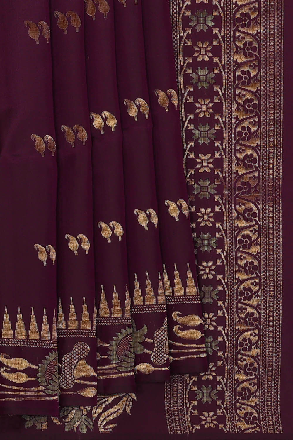 Image of South Silk Wine Purple Saree