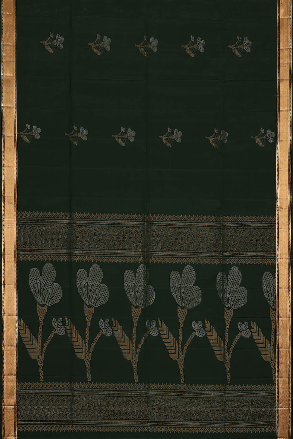 Image of South Silk Bottle Green Saree
