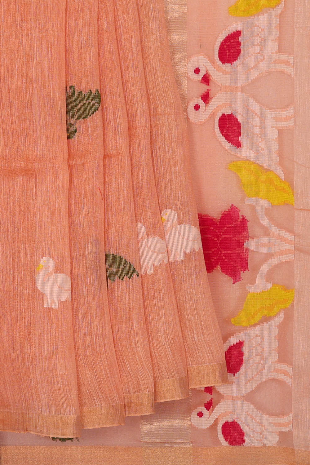 Image of Banarasi Linen Peach Saree