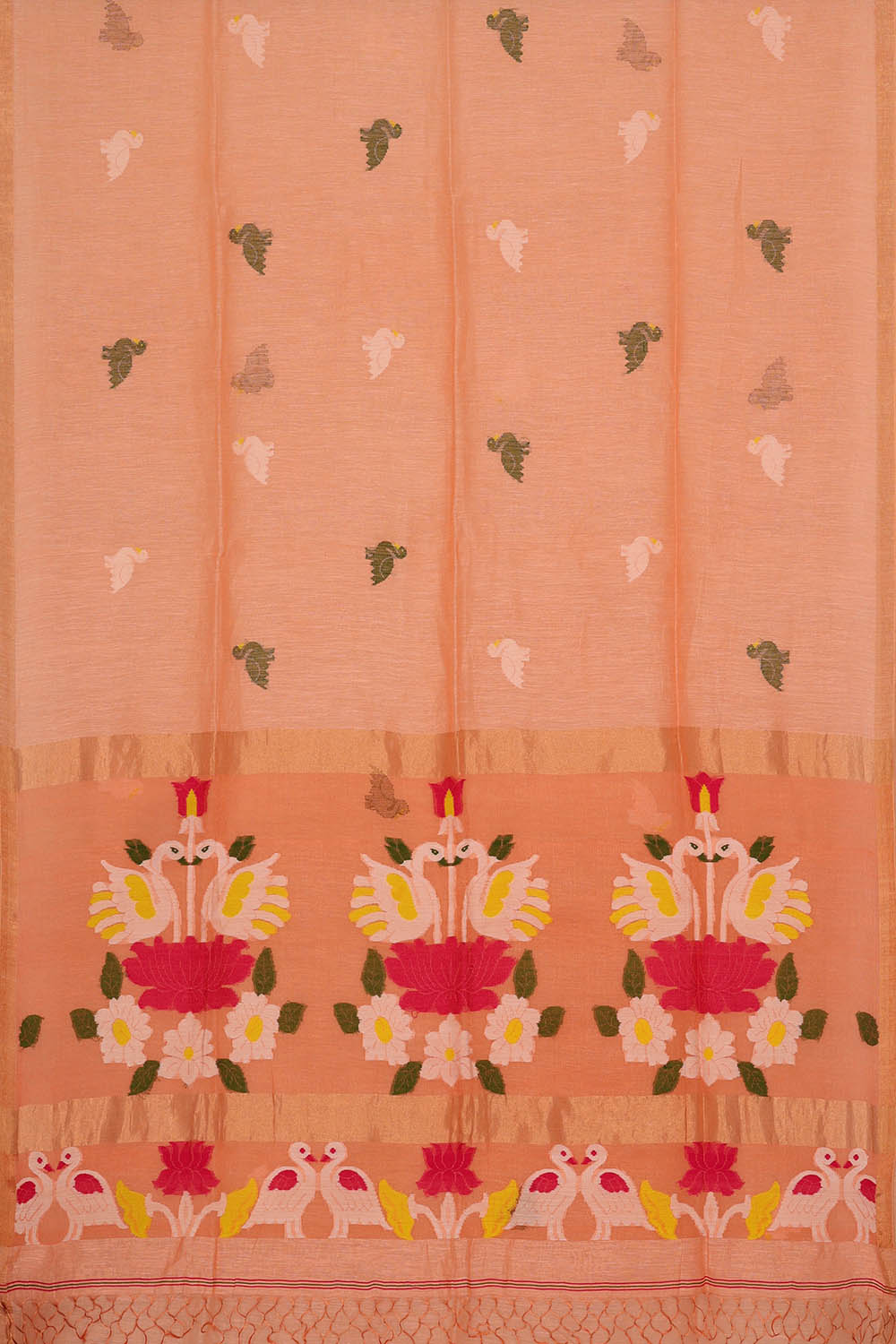 Image of Banarasi Linen Peach Saree