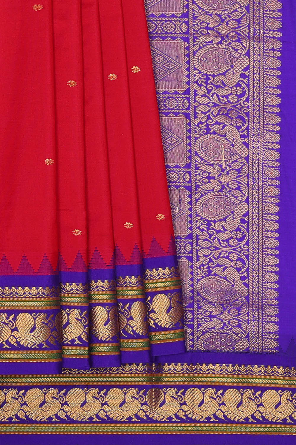 Image of Red Narayanpet Silk Saree