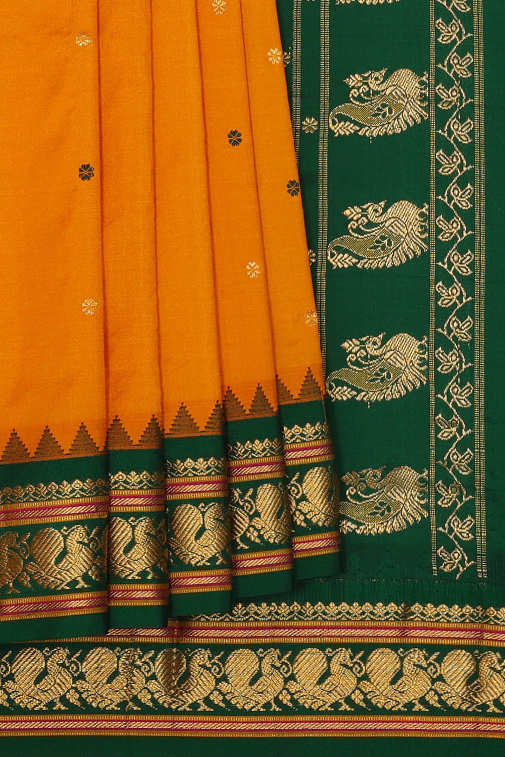 Image of Orange Narayanpet Silk Saree