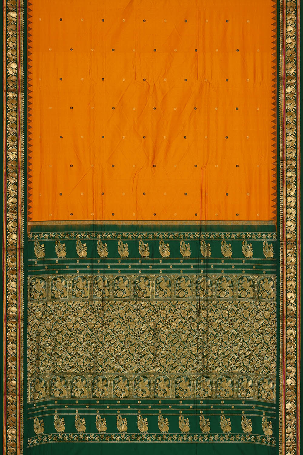 Image of Orange Narayanpet Silk Saree