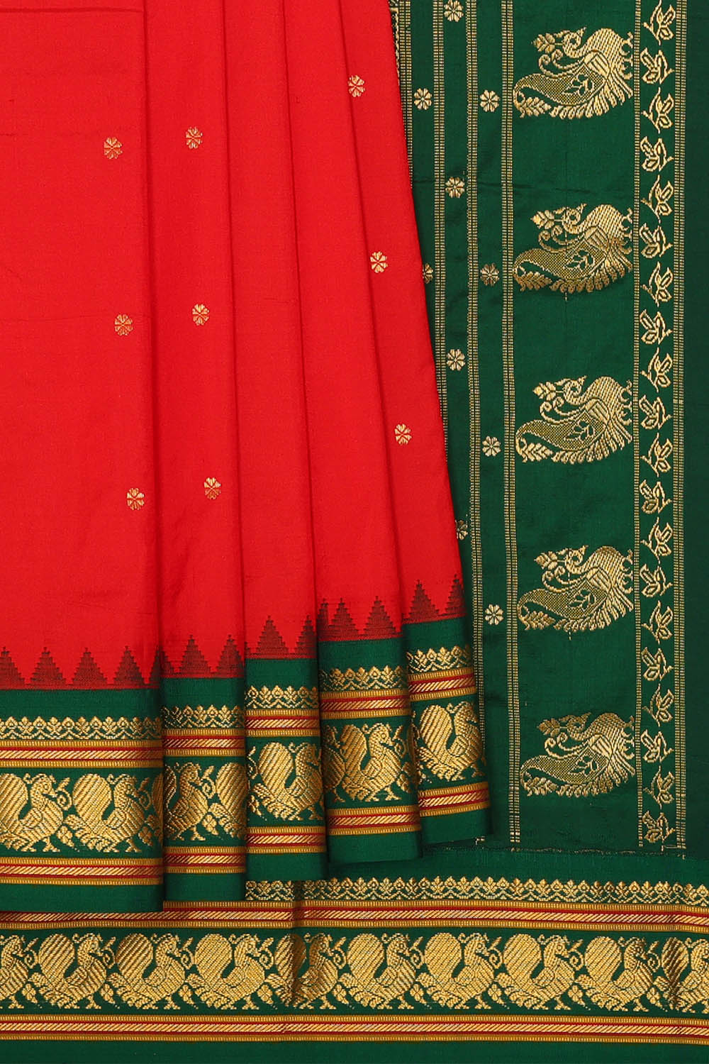Image of Red Narayanpet Silk Saree