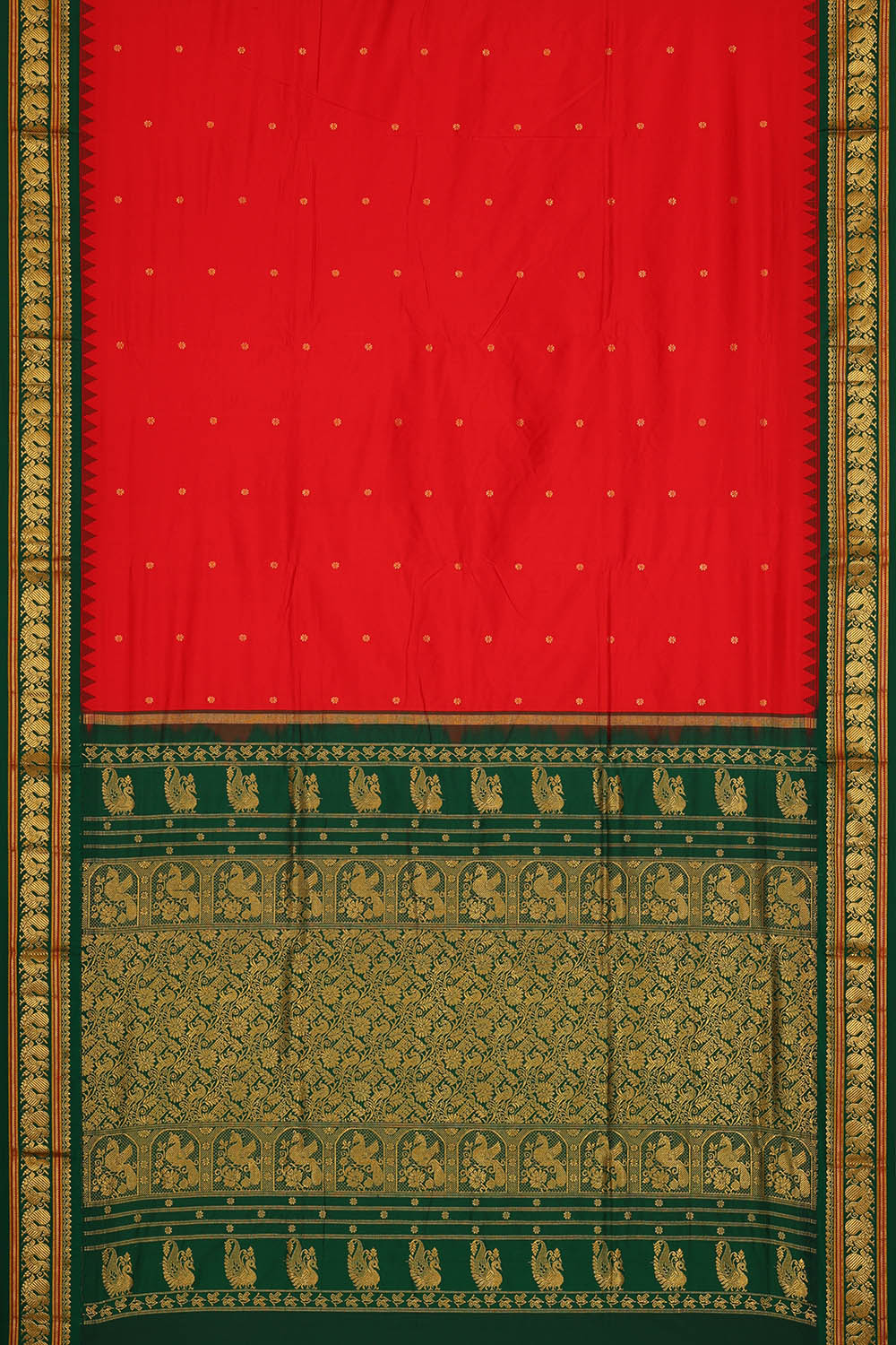Image of Red Narayanpet Silk Saree