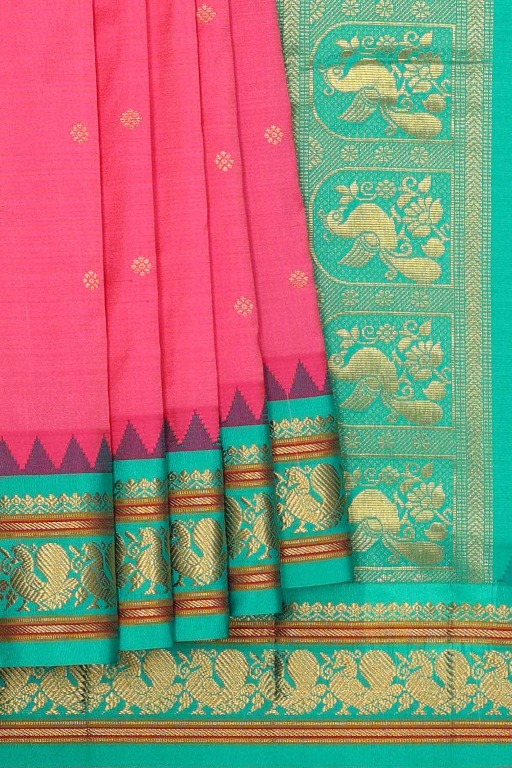 Image of Fuchsia-Pink Narayanpet Silk Saree