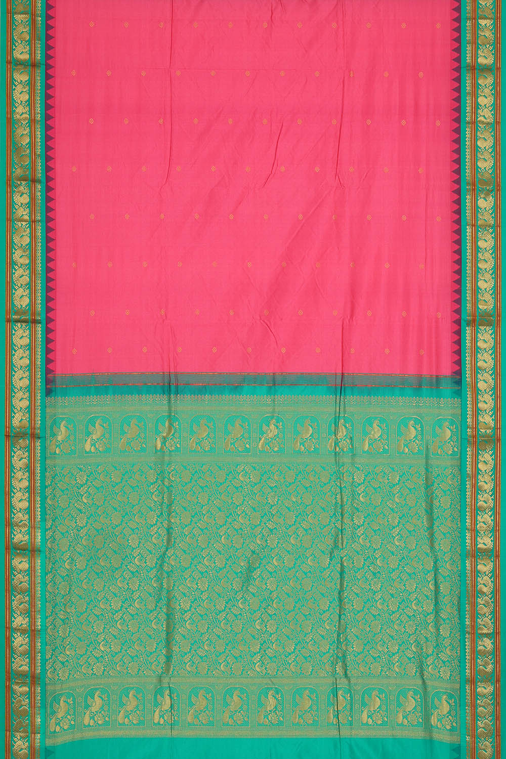 Image of Fuchsia-Pink Narayanpet Silk Saree