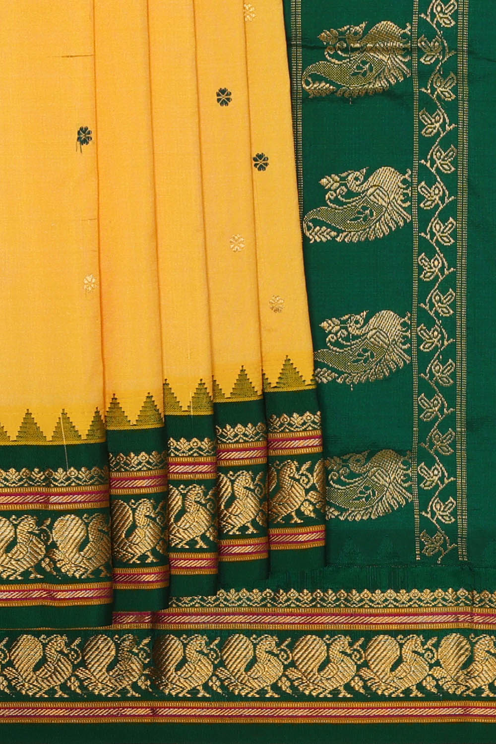 Image of Yellow Narayanpet Silk Saree