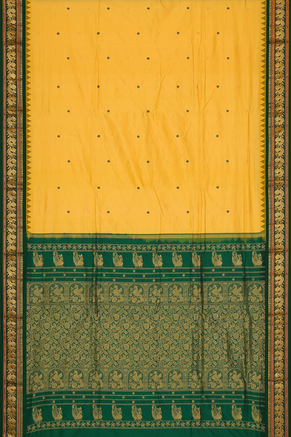 Image of Yellow Narayanpet Silk Saree