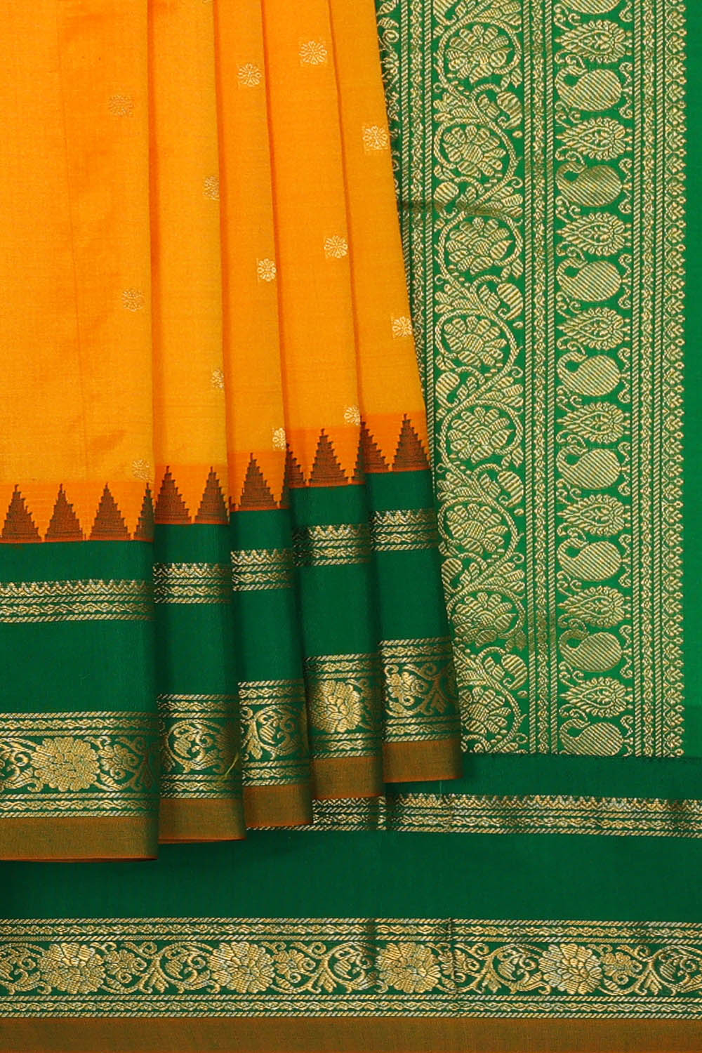 Image of Orange Narayanpet Silk Saree