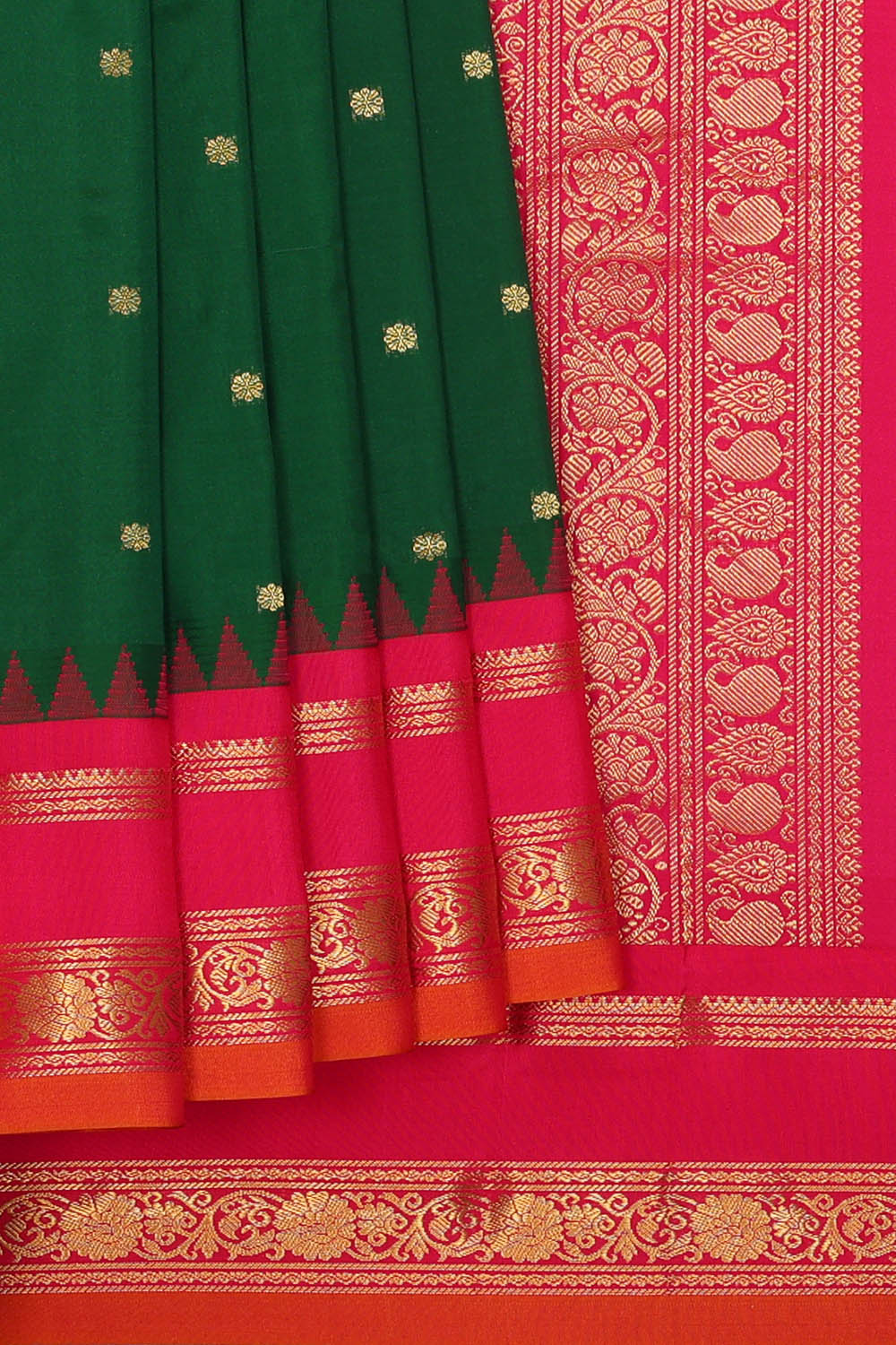 Image of Bottle-Green Narayanpet Silk Saree