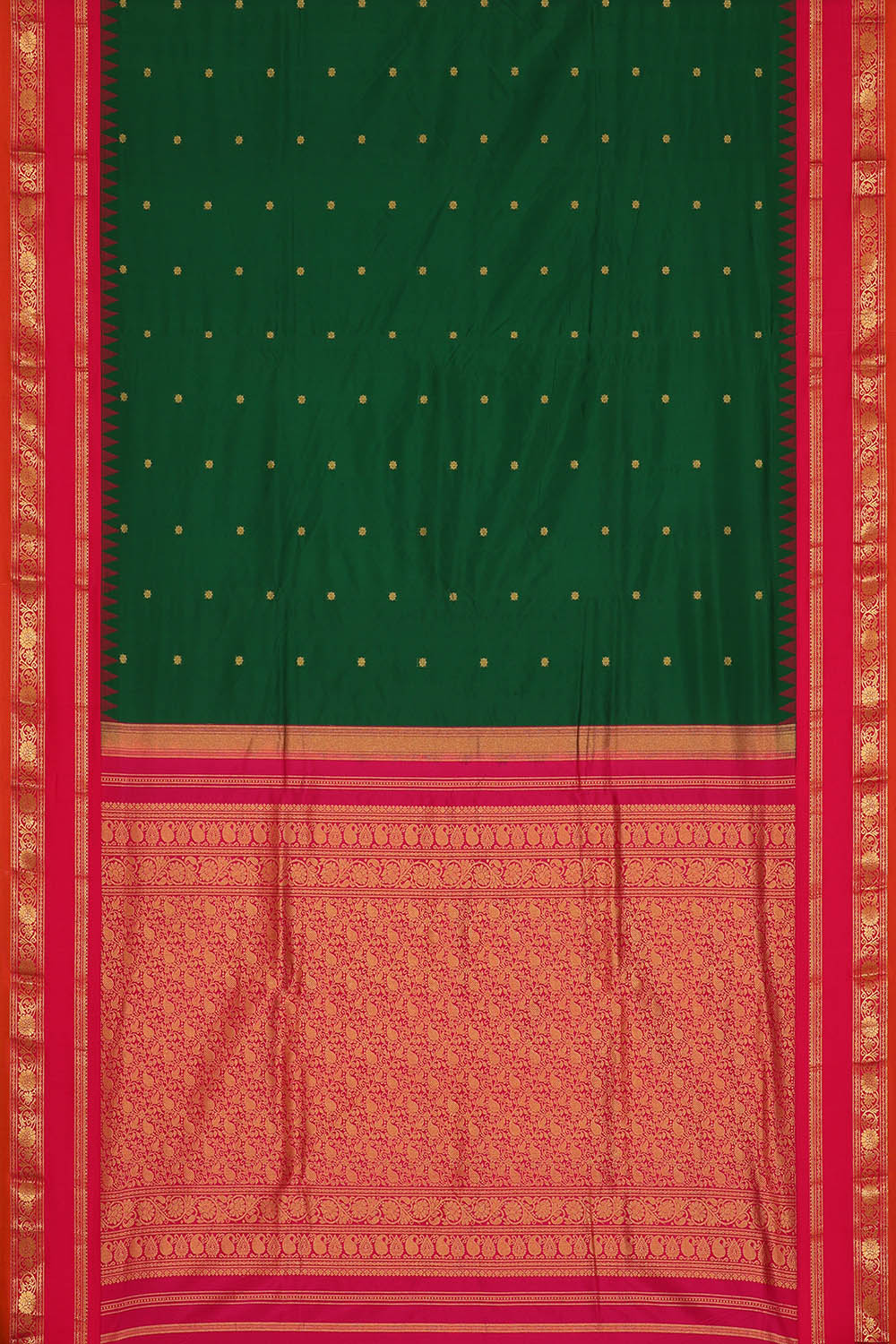 Image of Bottle-Green Narayanpet Silk Saree