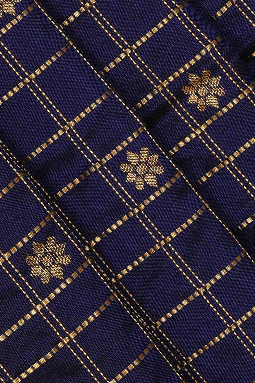 Image of Navy-Blue Narayanpet Silk Kattam Saree