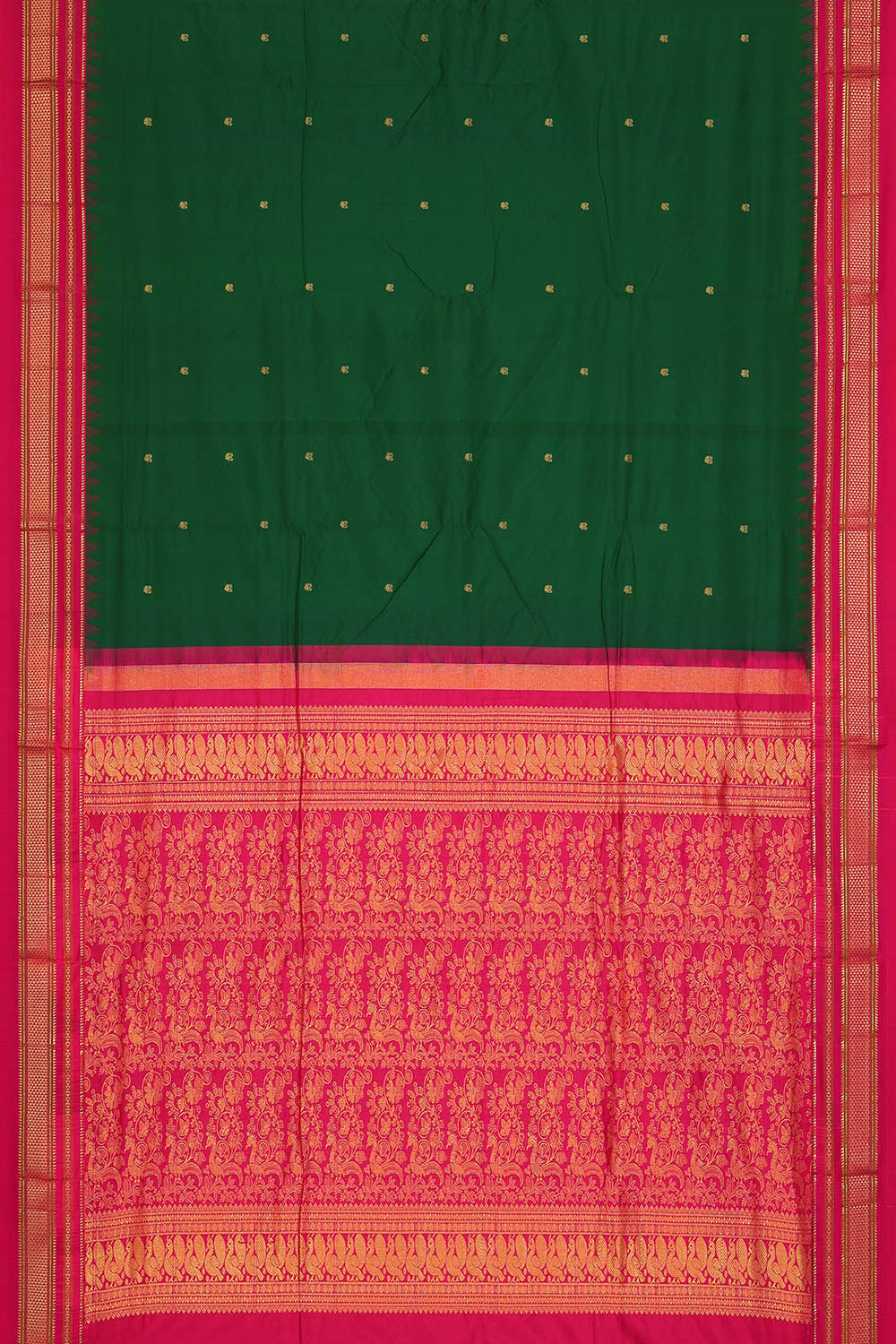 Image of Bottle-Green Narayanpet Silk Saree