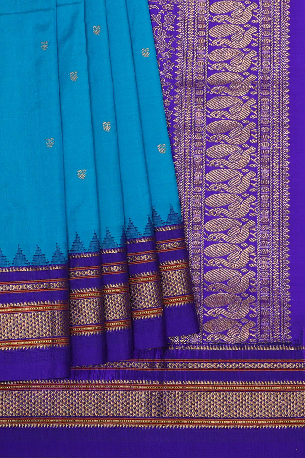 Image of Blue Narayanpet Silk Saree