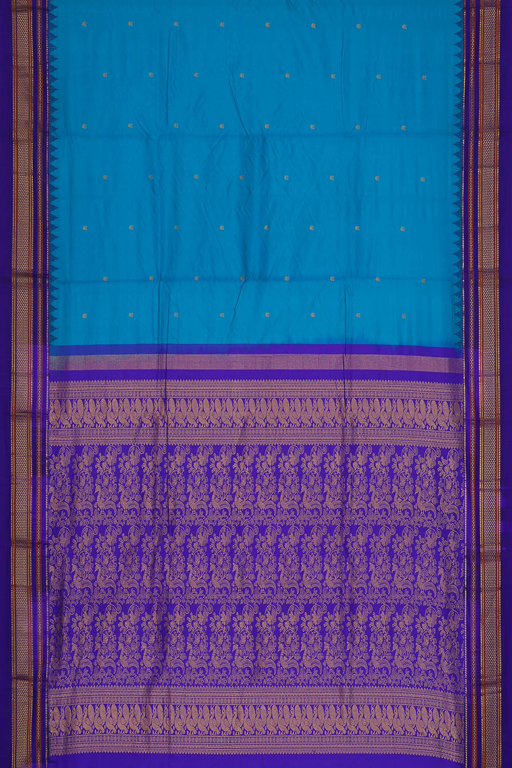 Image of Blue Narayanpet Silk Saree