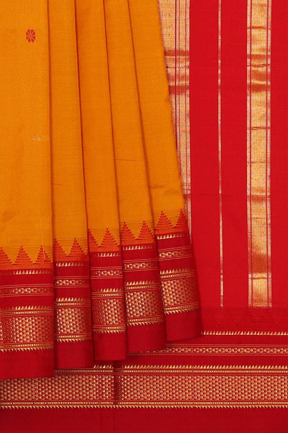 Image of Yellow Narayanpet Silk Saree