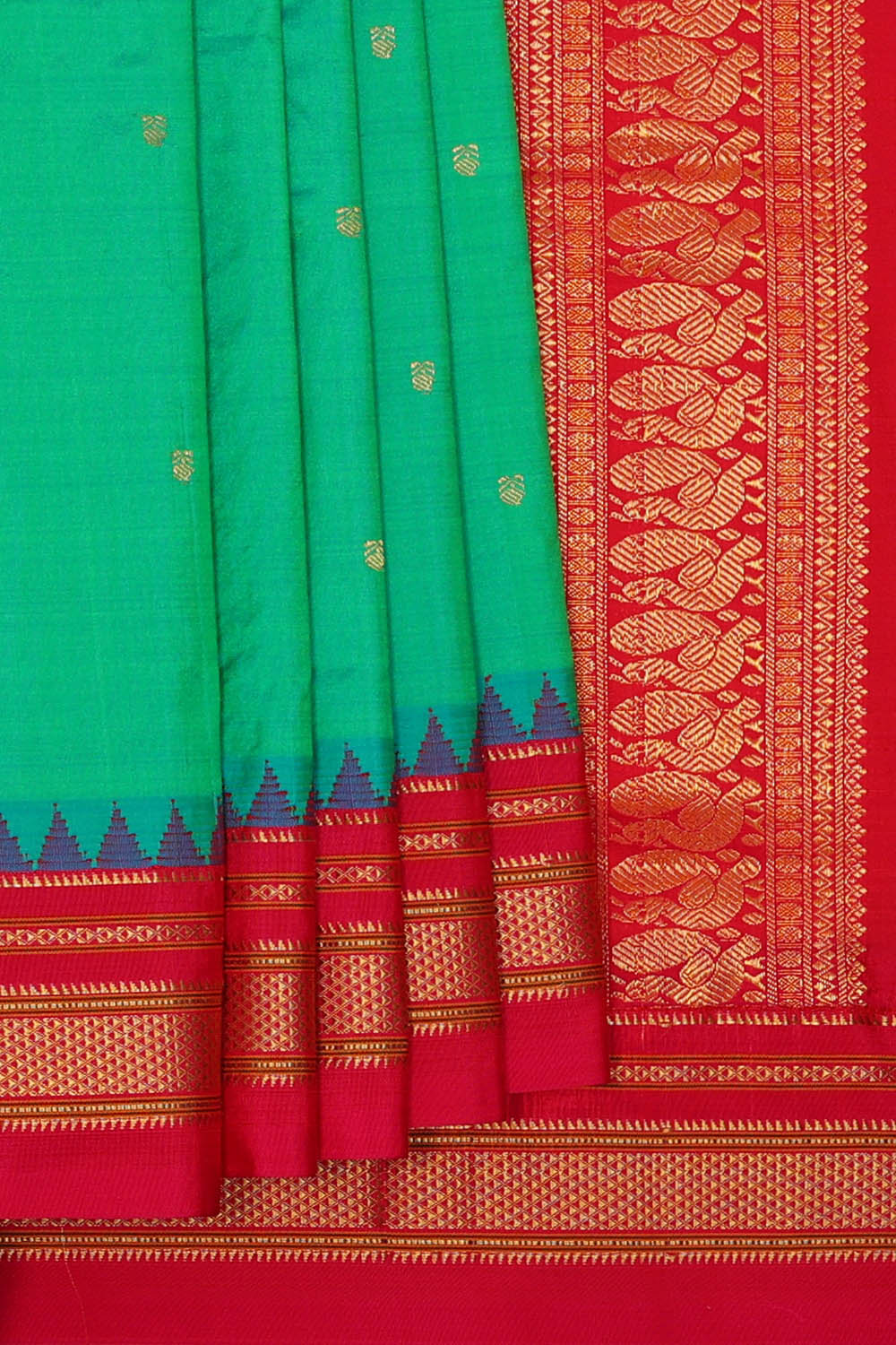Image of Sea-Green Narayanpet Silk Saree