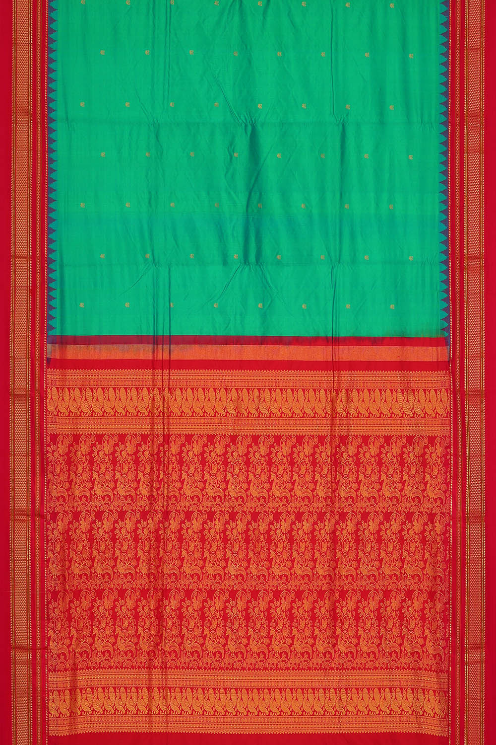 Image of Sea-Green Narayanpet Silk Saree
