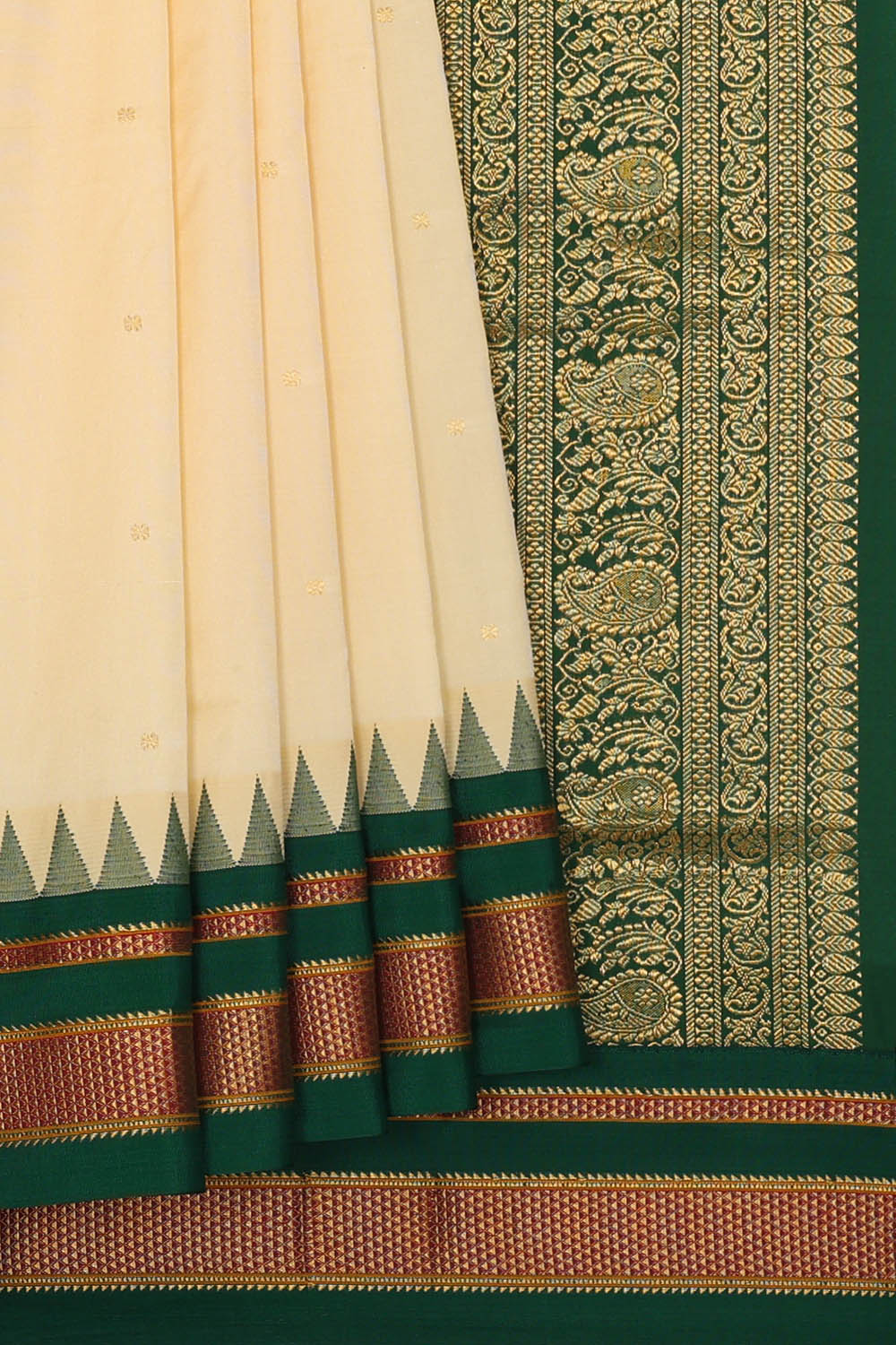 Image of Off-White Narayanpet Silk Saree