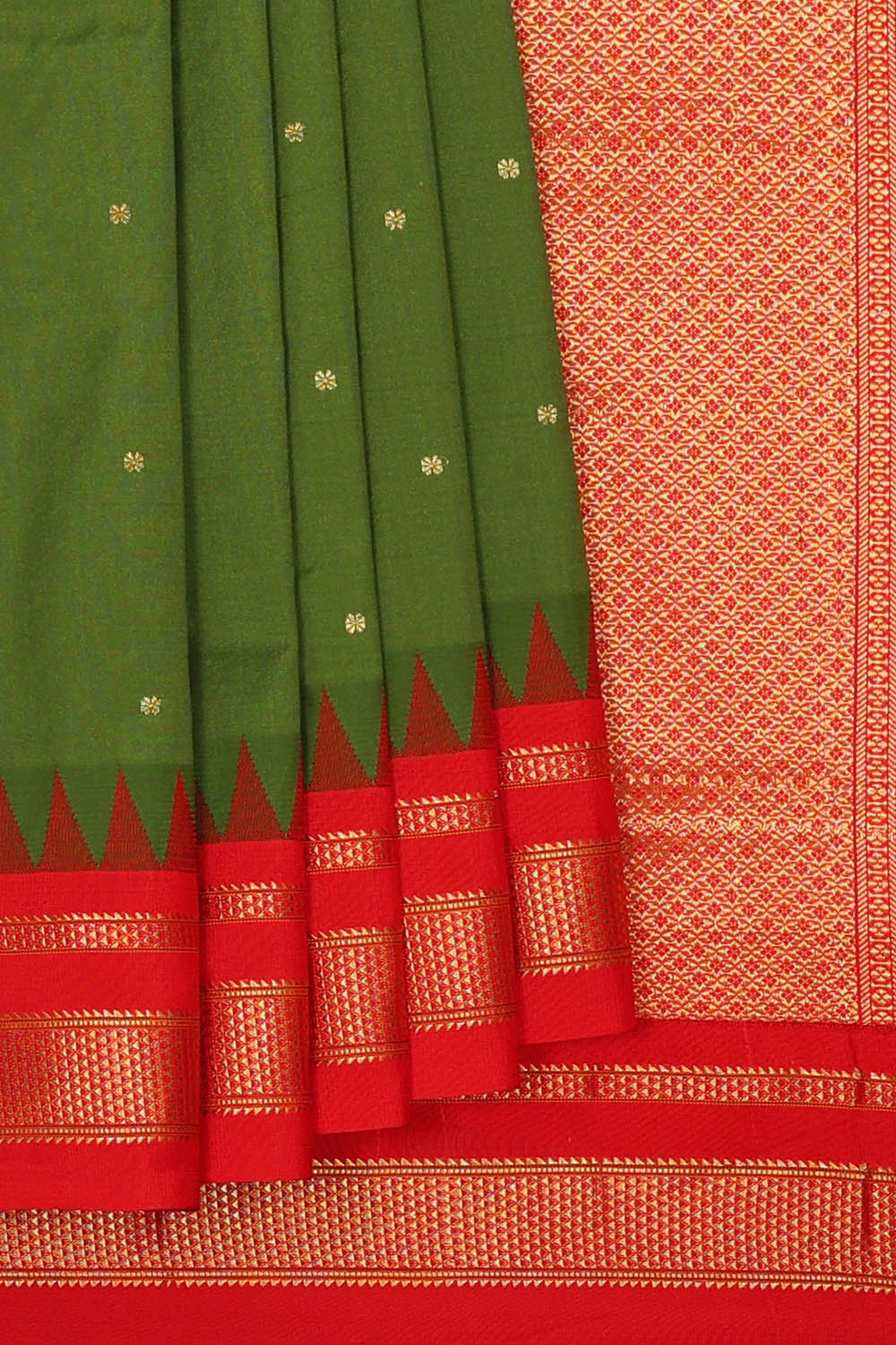 Image of Green Narayanpet Silk Saree