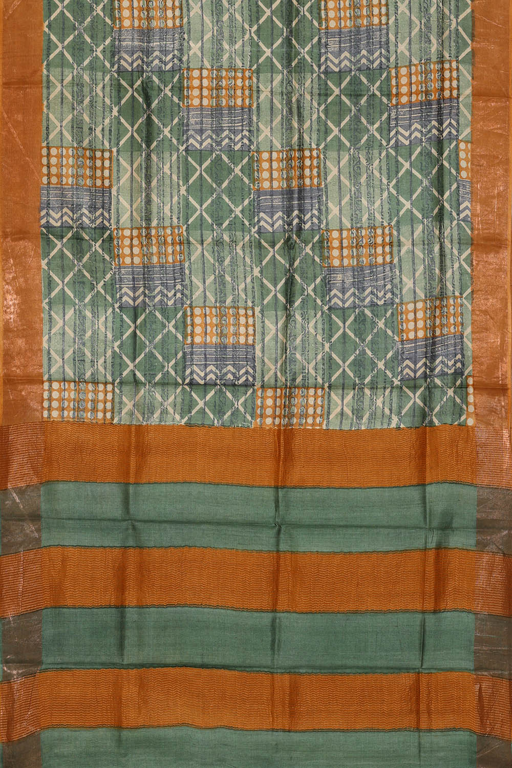 Image of Tussar Silk Sea Green Saree