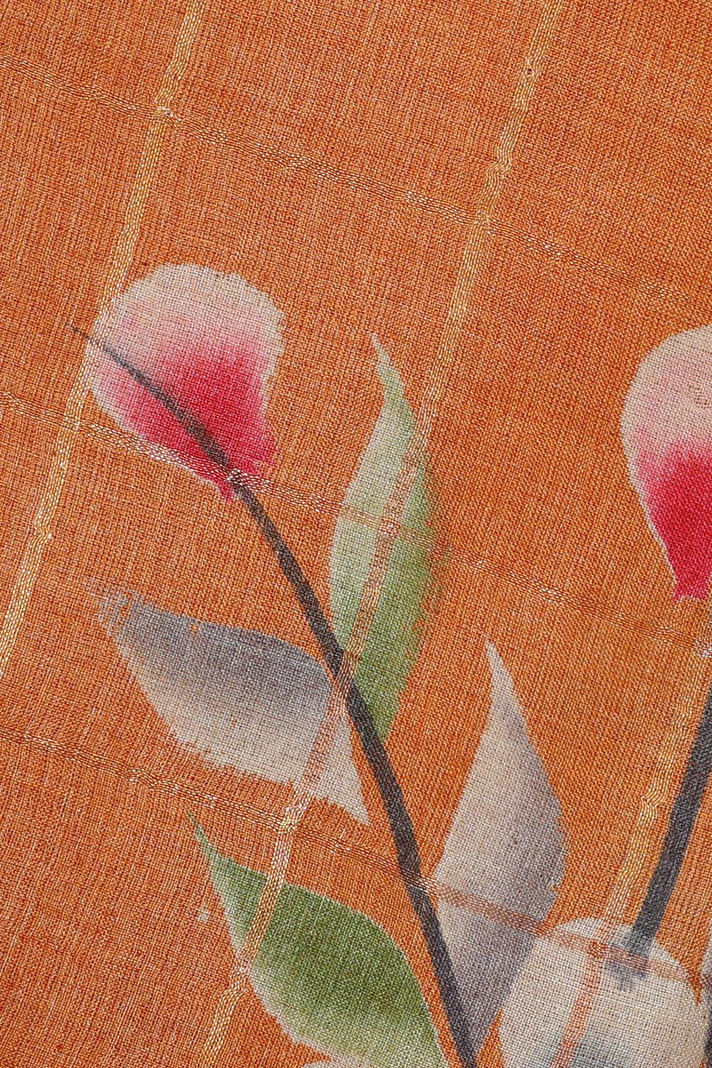 Image of Tussar Silk Orange Saree