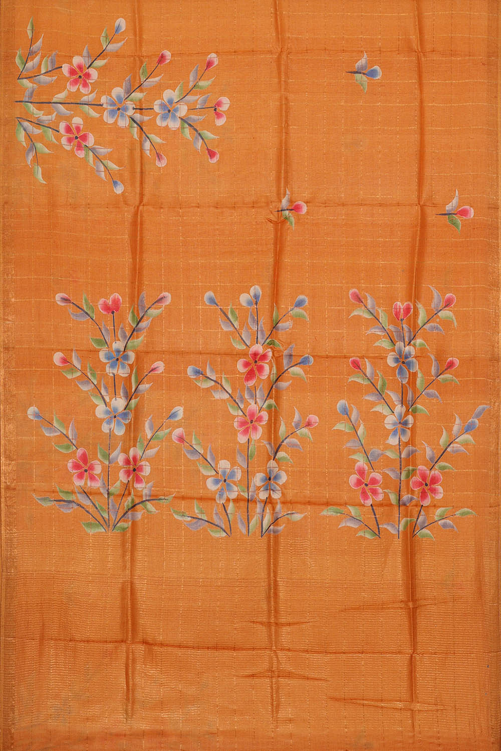 Image of Tussar Silk Orange Saree