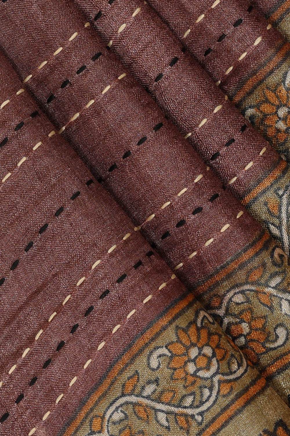 Image of Tussar Silk Orange Saree